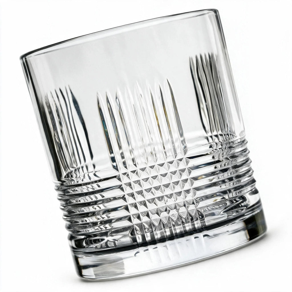 Knox classic whisky glass featuring sharp linear cuts and a flat base3