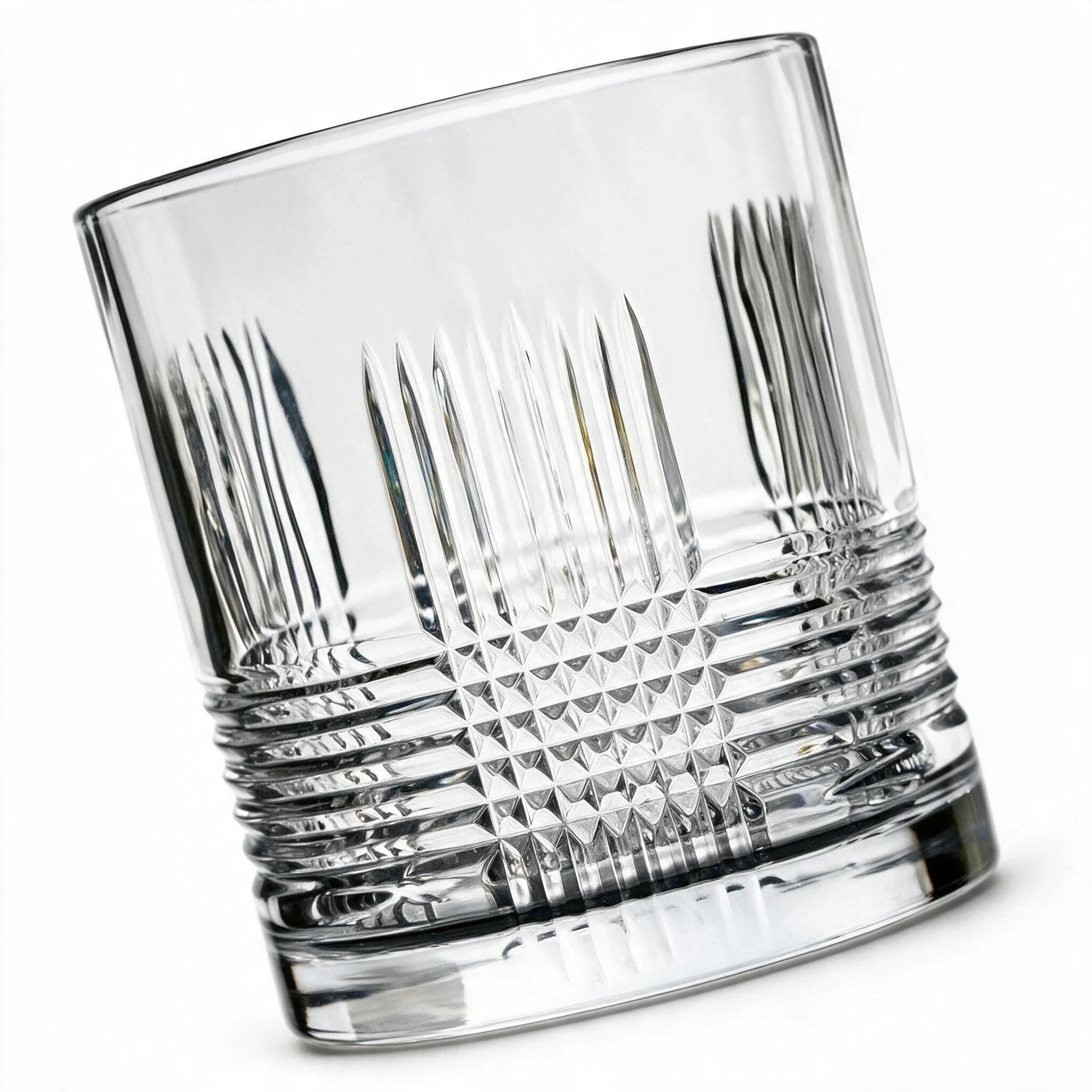 Knox classic whisky glass featuring sharp linear cuts and a flat base3