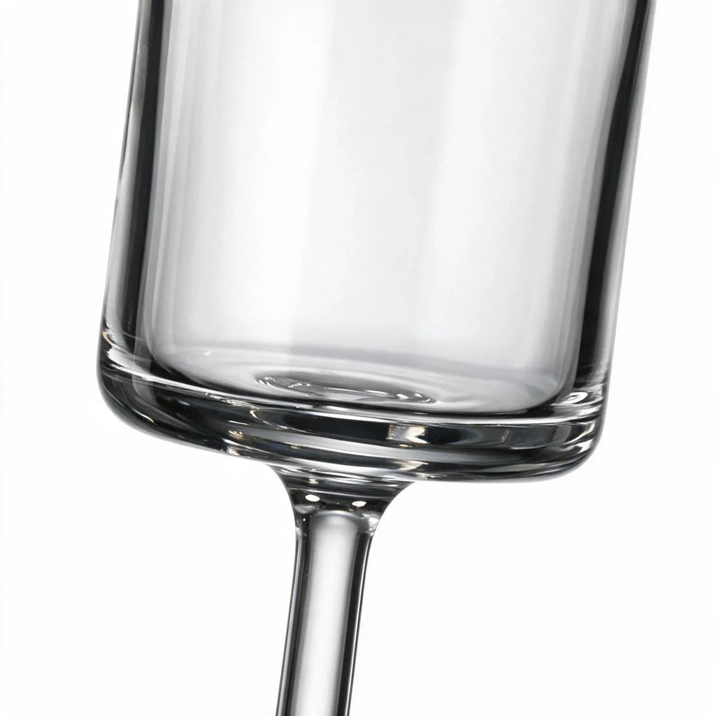 Sloane clear wine glass with a straight cylindrical bowl and slender stem