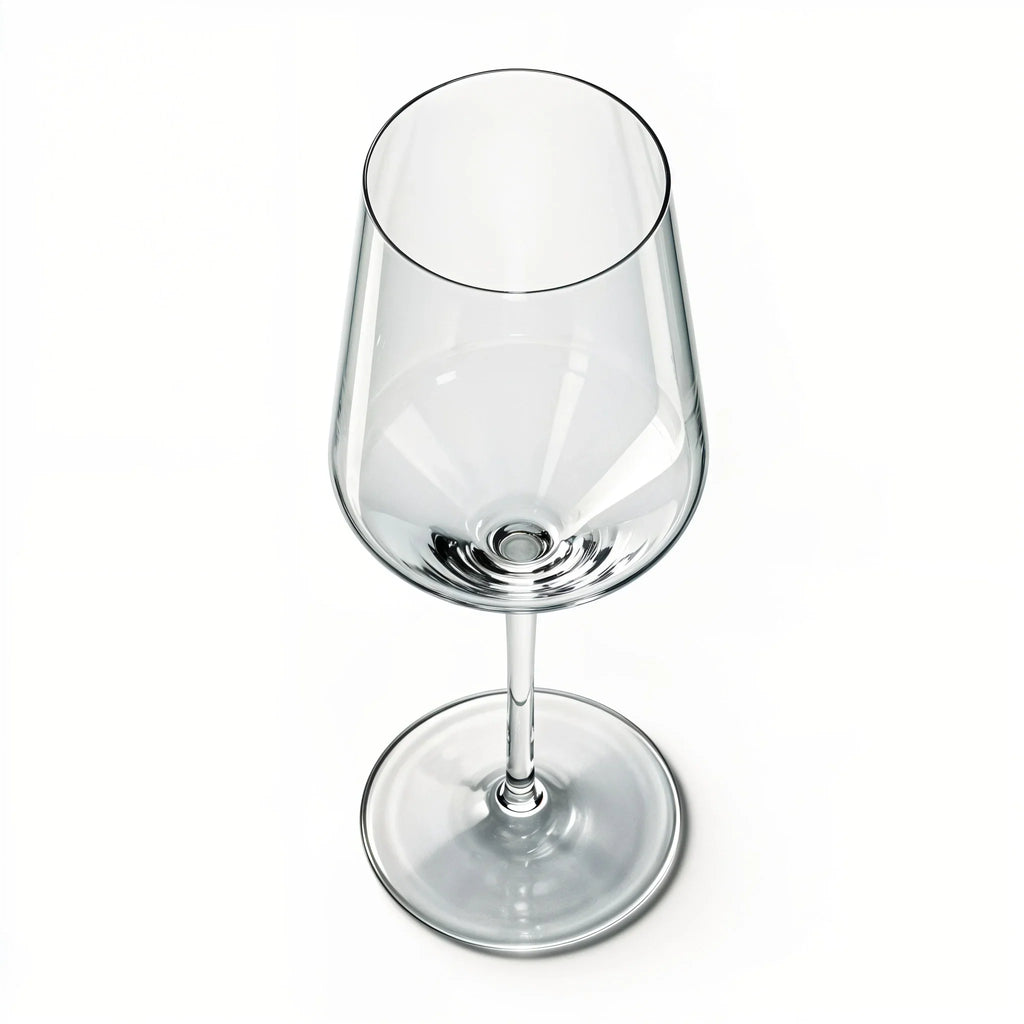 Aura modern white wine glass with an angular bowl and long stem 3