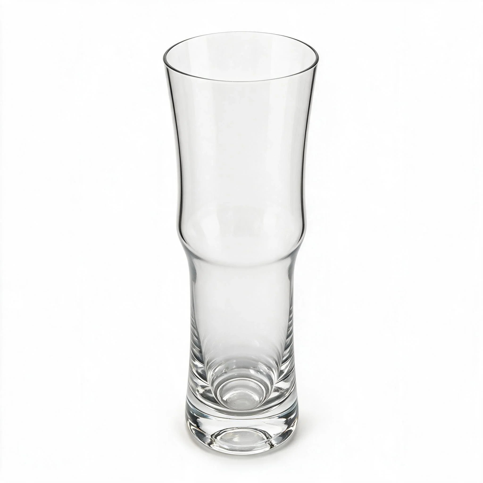 Alden clear beer glass with a contoured pilsner silhouette