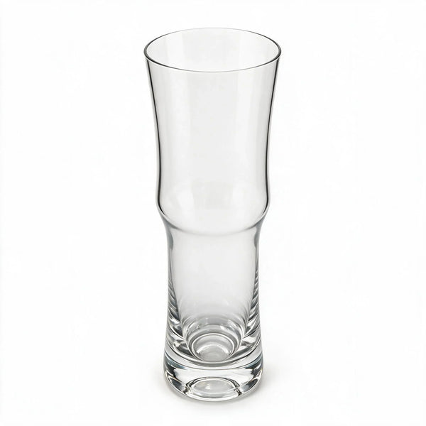 Alden clear beer glass with a contoured pilsner silhouette