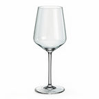 Aura modern white wine glass with an angular bowl and long stem